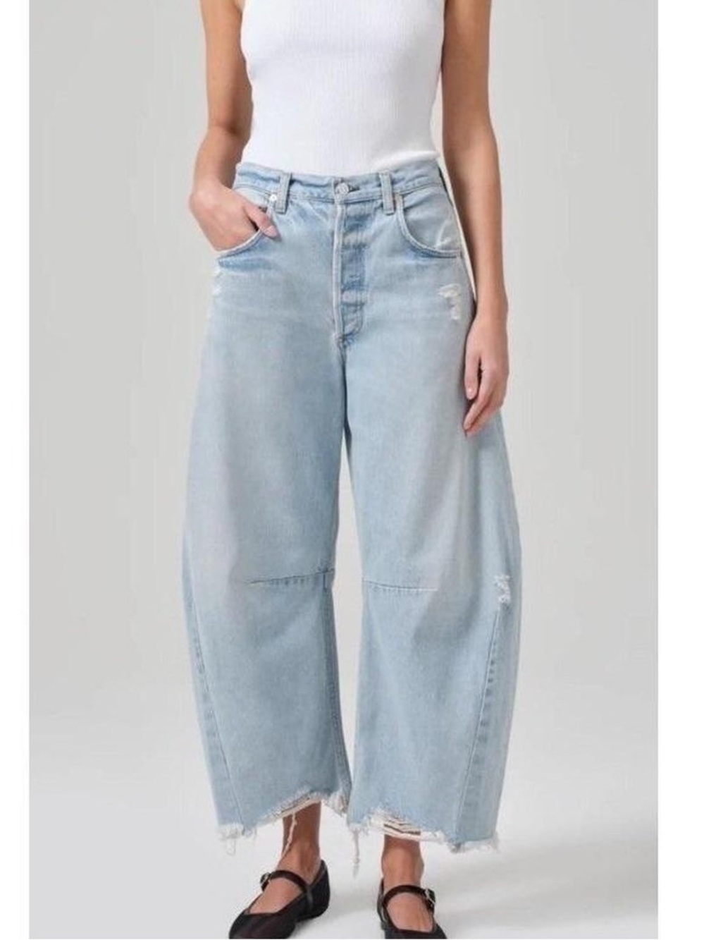 Citizens of Humanity Light Blue Distressed Women’s Barrel Jeans